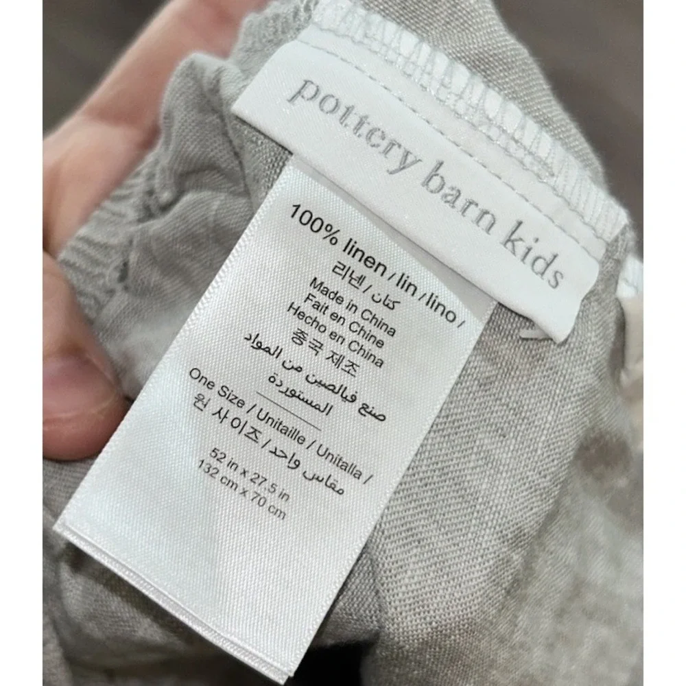 Pottery Barn Kids Belgian Flax Linen Crib Fitted Sheet & Matching Crib Skirt